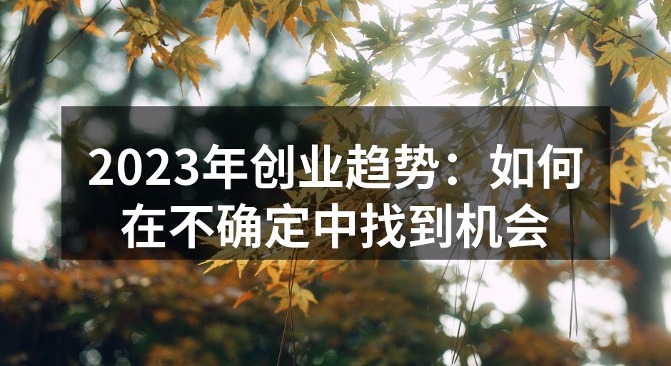 2023年创业趋势：如何在不确定中找到机会